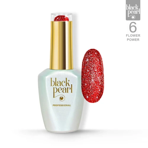 Lakier hybrydowy czerwony z drobinkami flash 10 ml – błyszczący Flower Power 6