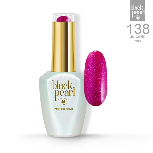 Lakier hybrydowy różowy z drobinką 10 ml – 138 Unicorn Pink efekt połysku