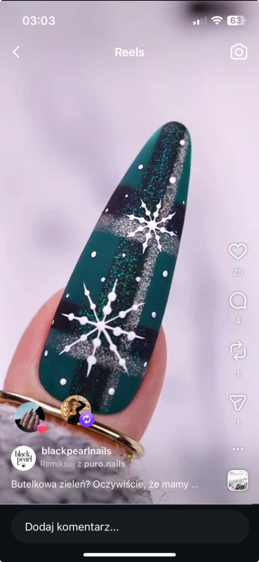 ciemny manicure hybrydowy czarny z połyskiem