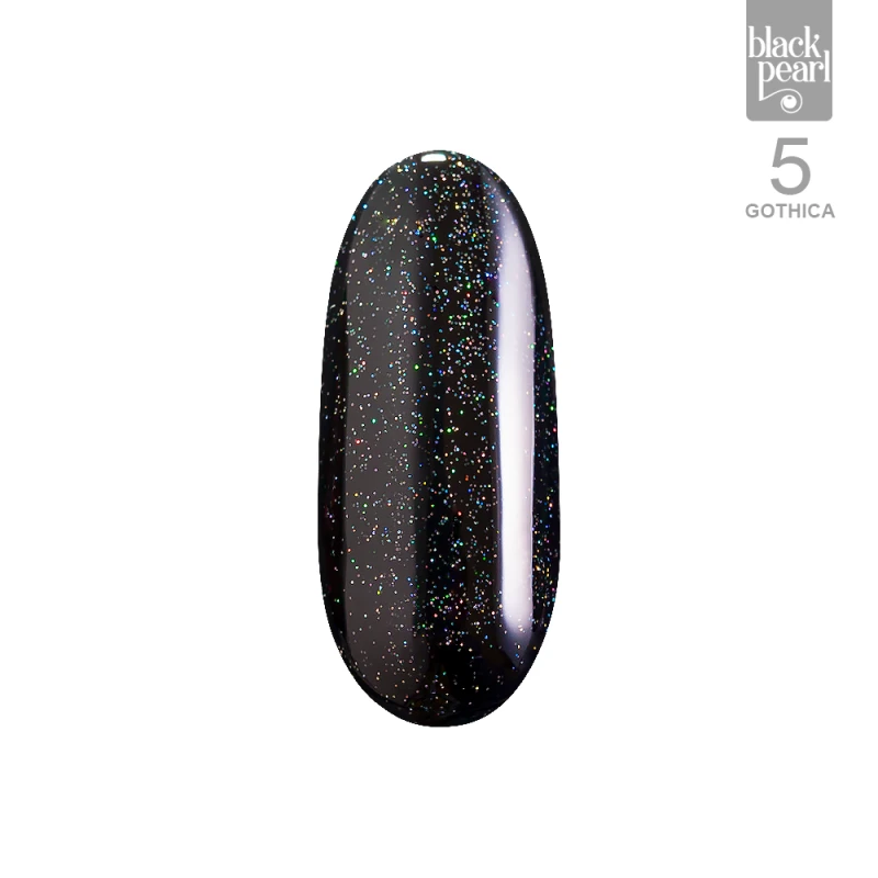 czarne paznokcie z drobinkami glitter efekt