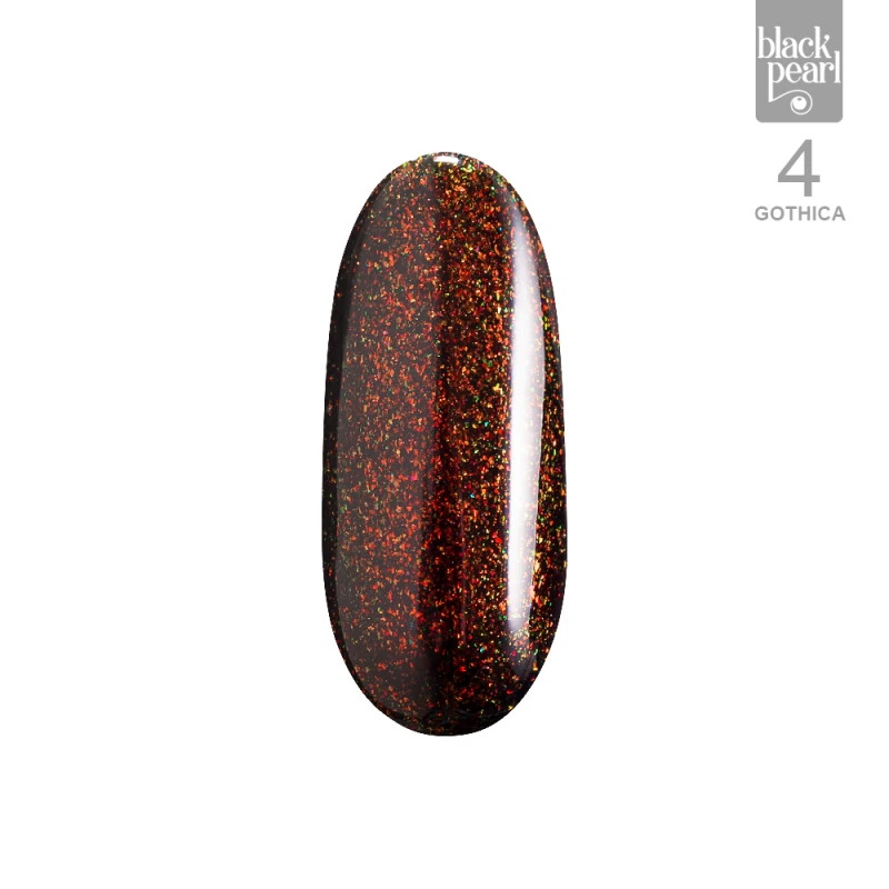 czarne paznokcie z pomarańczowo złotym efektem