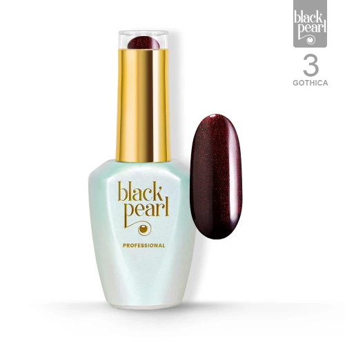 Lakier hybrydowy czarny z czerwoną drobinką 10 ml – Gothica 3 efekt ruby glow