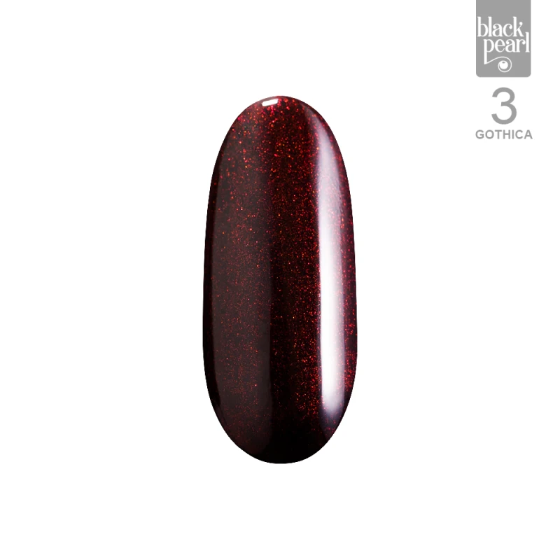 czarne paznokcie z czerwonym połyskiem manicure