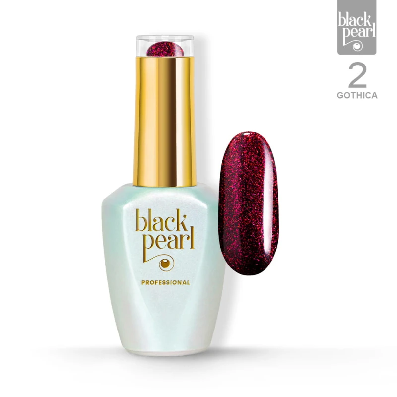 lakier hybrydowy czarny z różową drobinką Gothica 2