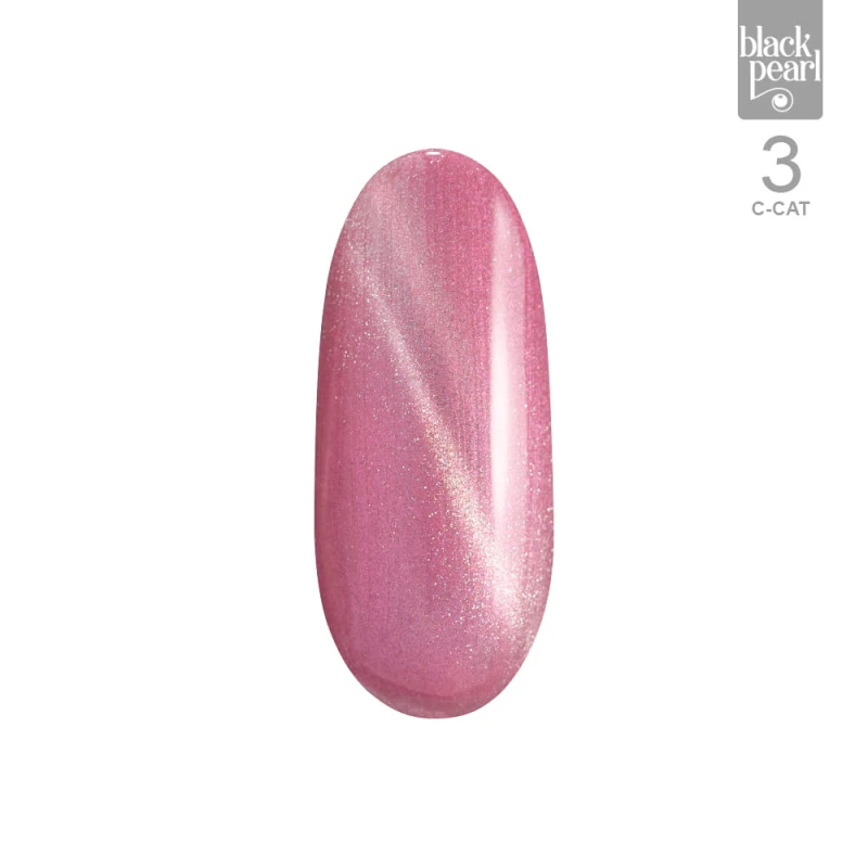 różowe paznokcie efekt kociego oka manicure