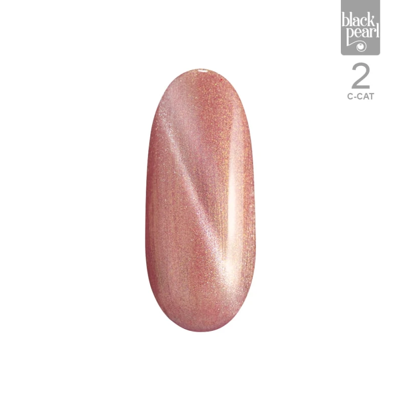 paznokcie różowe złoto efekt kociego oka manicure