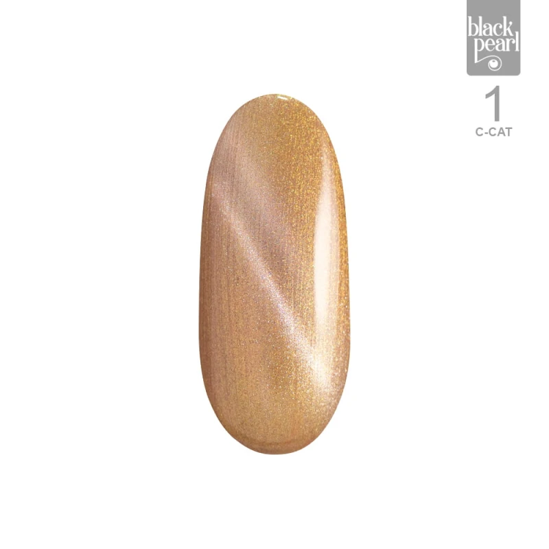 złote paznokcie efekt kociego oka manicure