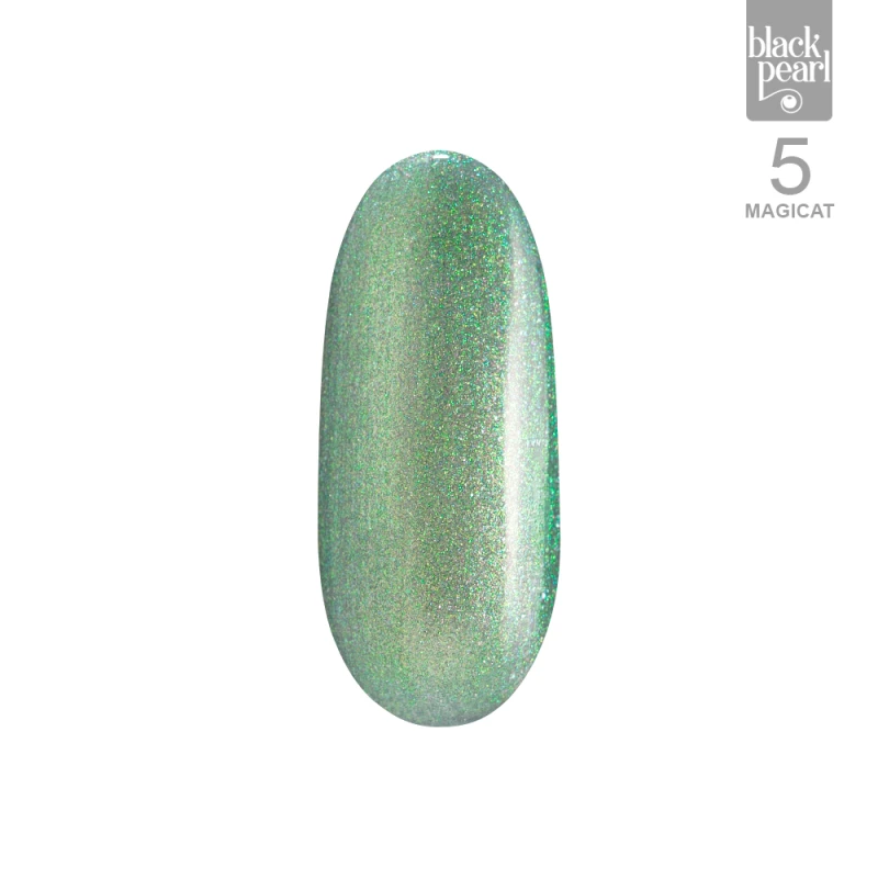 manicure hybrydowy zielony cat eye efekt 3d