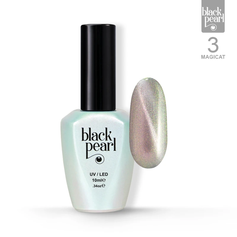 złote paznokcie efekt kociego oka linia magnetyczna