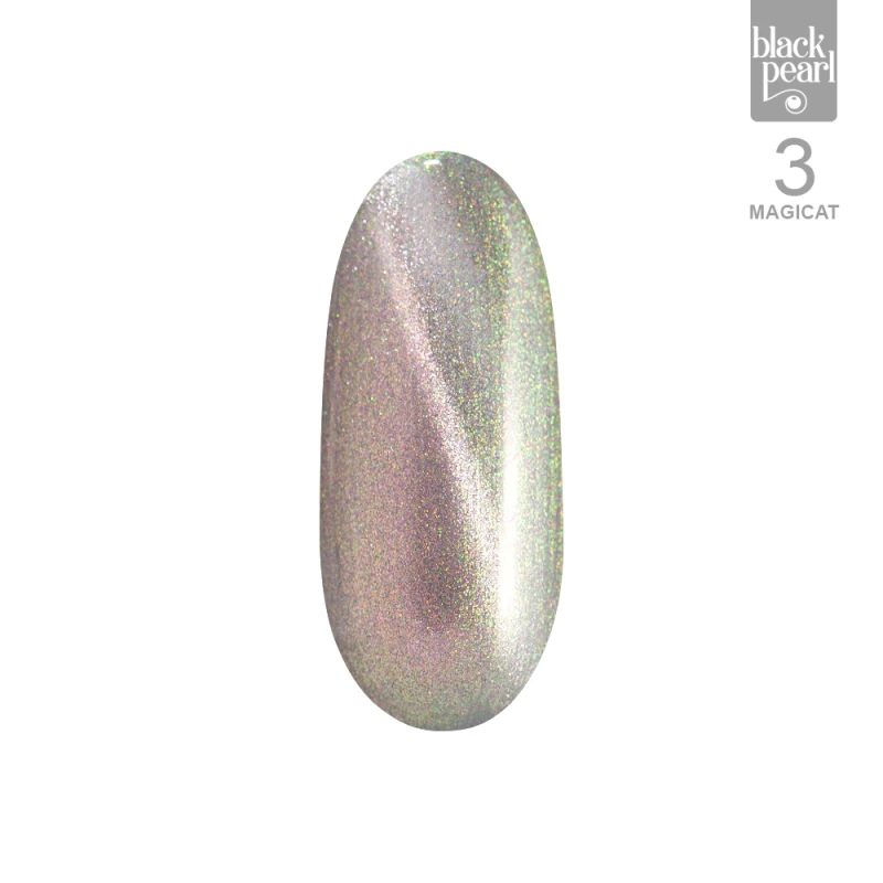 manicure hybrydowy złoty cat eye efekt 3d