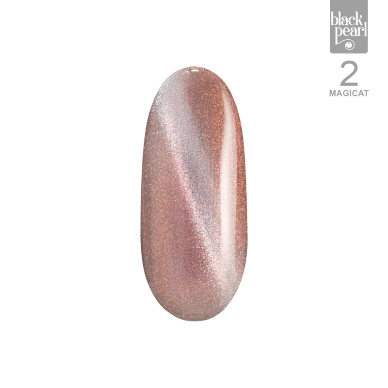 manicure hybrydowy pomarańczowy cat eye efekt 3d