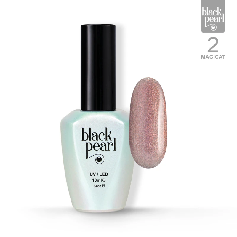 lakier hybrydowy cat eye pomarańczowy MagiCat 02 butelka i wzornik