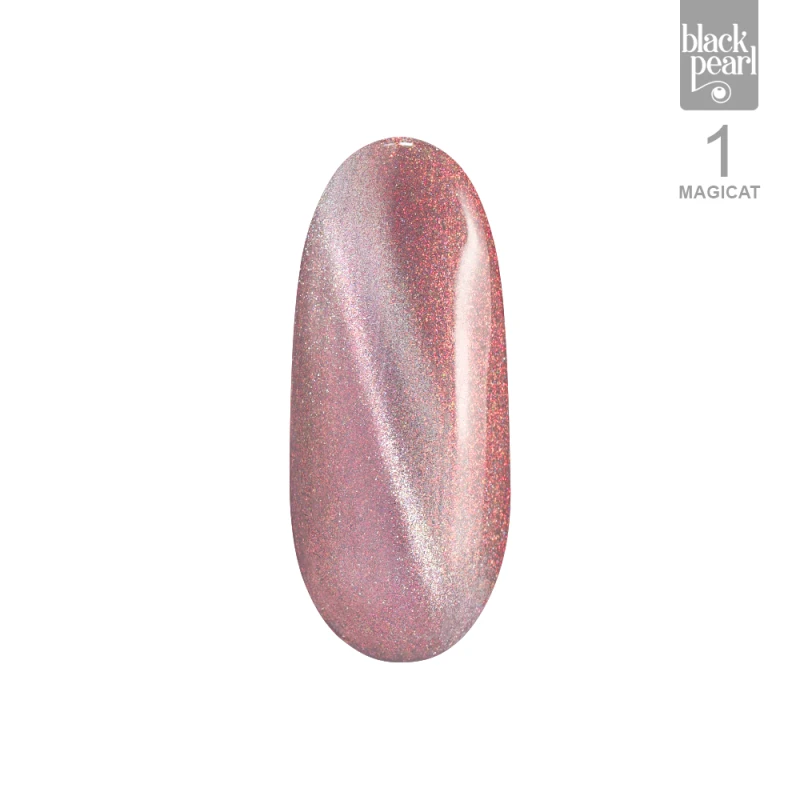 manicure hybrydowy różowy cat eye efekt 3d