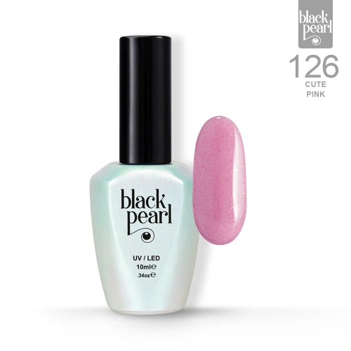 Lakier hybrydowy różowy z czerwoną drobinką 10 ml – 126 Cute Pink połysk i sparkle