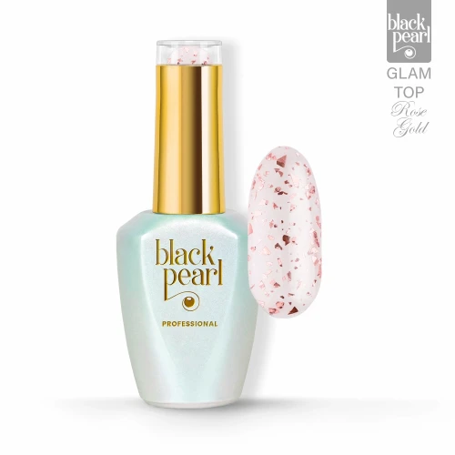 Top hybrydowy rose gold z drobinkami no wipe 10 ml – Glam Top Rose Gold No Wipe efekt glamour