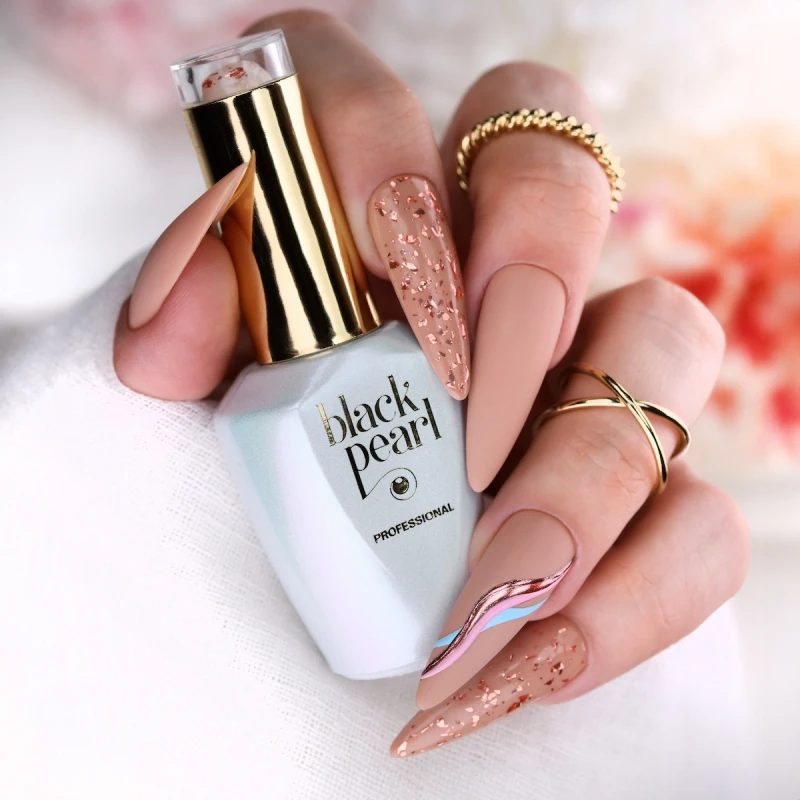 paznokcie rose gold glamour stylizacja hybrydowa