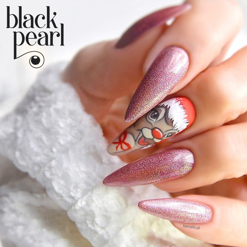 manicure złoto pomarańcz efekt holo paznokcie