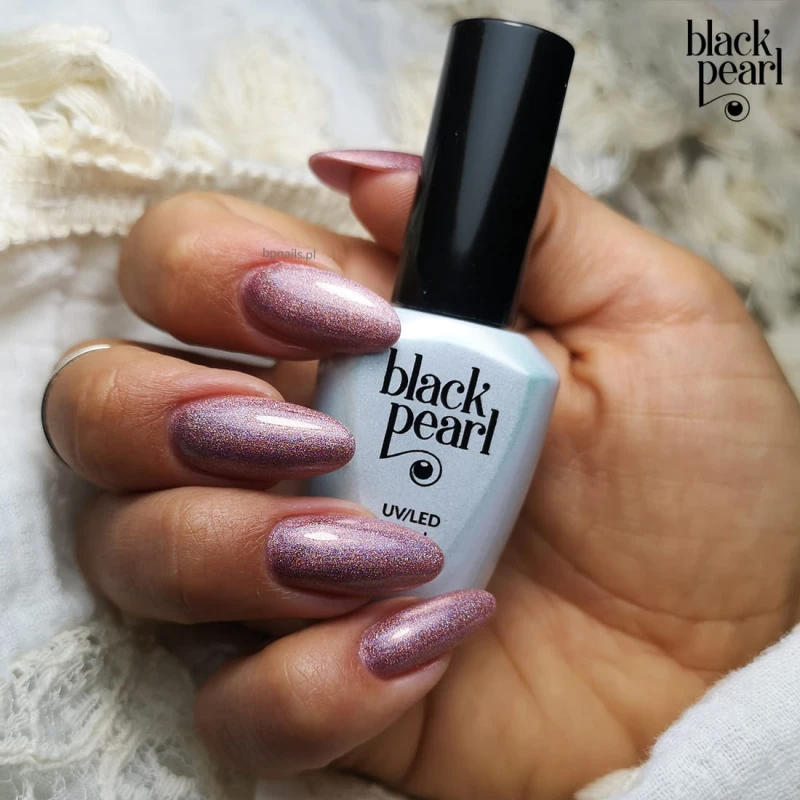 rudo złote paznokcie z drobinkami holograficznymi