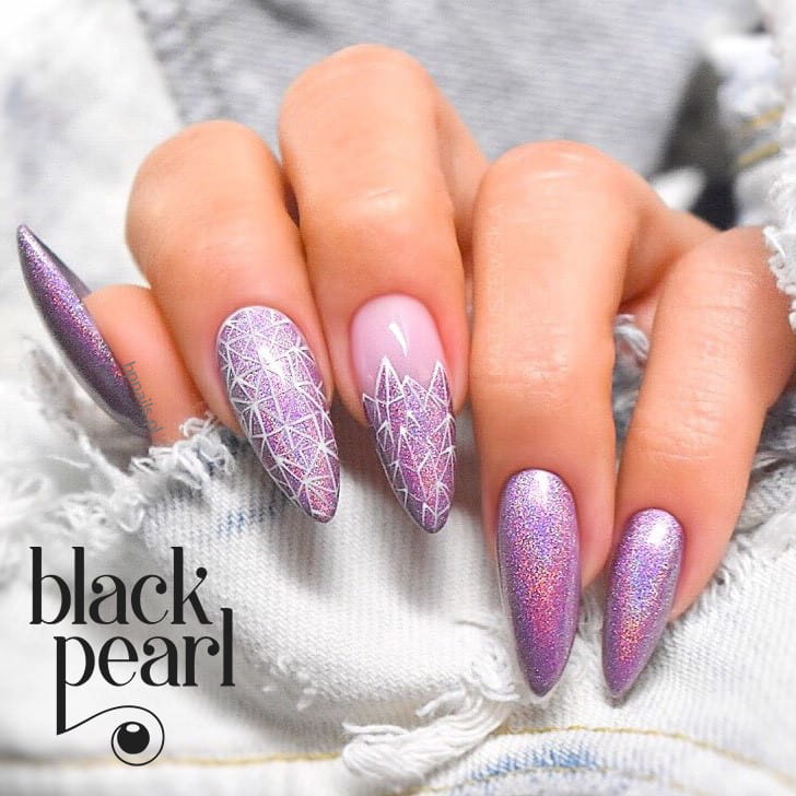 manicure magenta efekt holo paznokcie