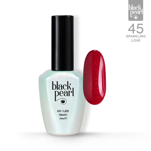 Lakier hybrydowy czerwony z drobinką 10 ml – 45 Sparkling Love zmysłowy
