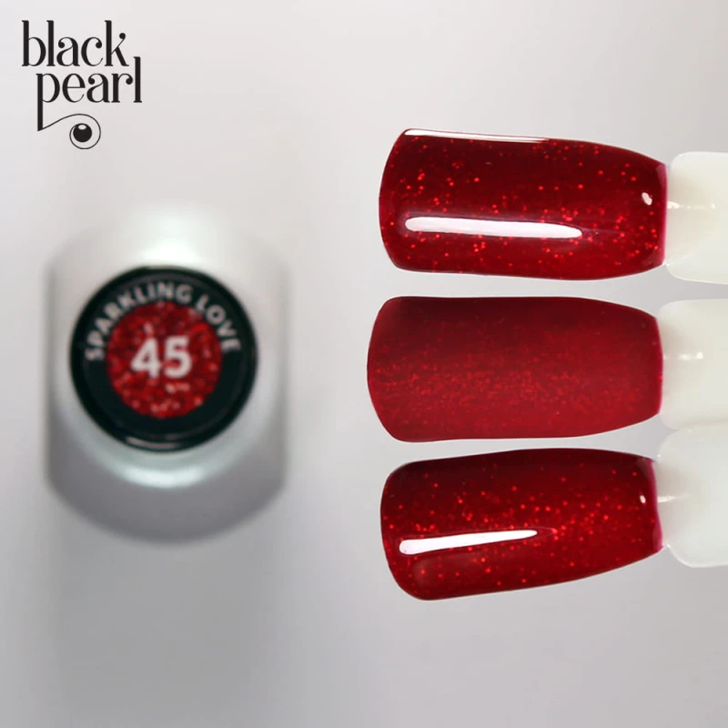 lakier hybrydowy czerwień z drobinkami efekt