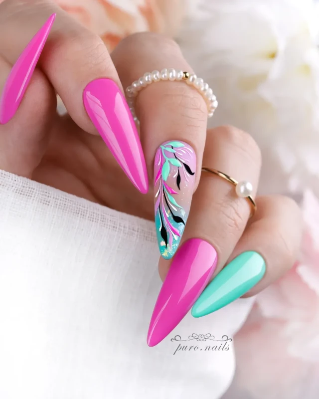 paznokcie fioletowo różowe gummiberry juice stylizacja