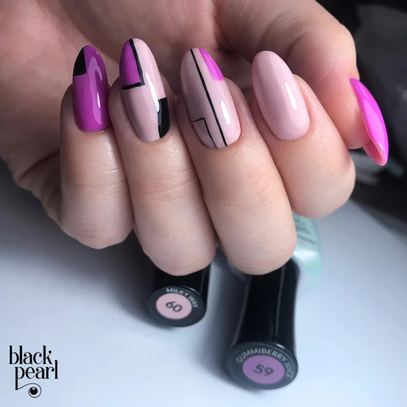 fioletowo różowe paznokcie hybrydowe