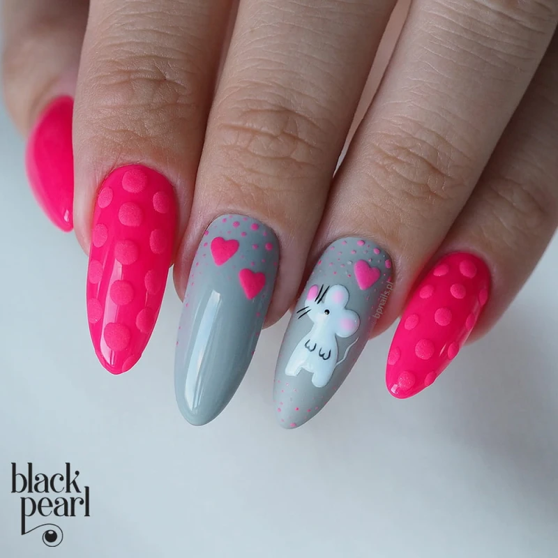 mocny róż paznokcie hybrydowe